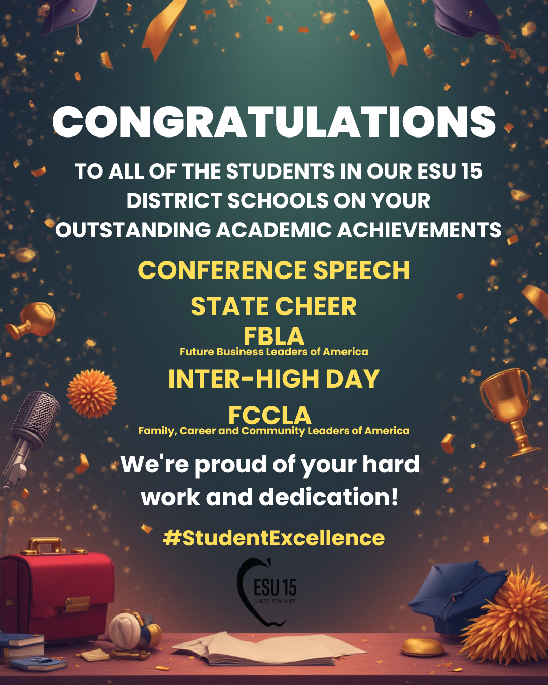 congratulations and acknowledgement of academic activities